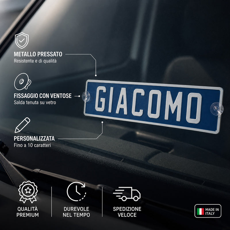 Carica immagine in Galleria Viewer, Targa camion personalizzata pressata blu con caratteri bianchi e ventose