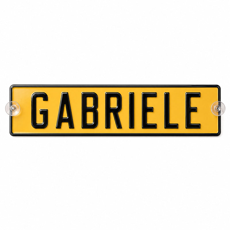 Carica immagine in Galleria Viewer, Targa camion personalizzata pressata gialla con caratteri neri e ventose