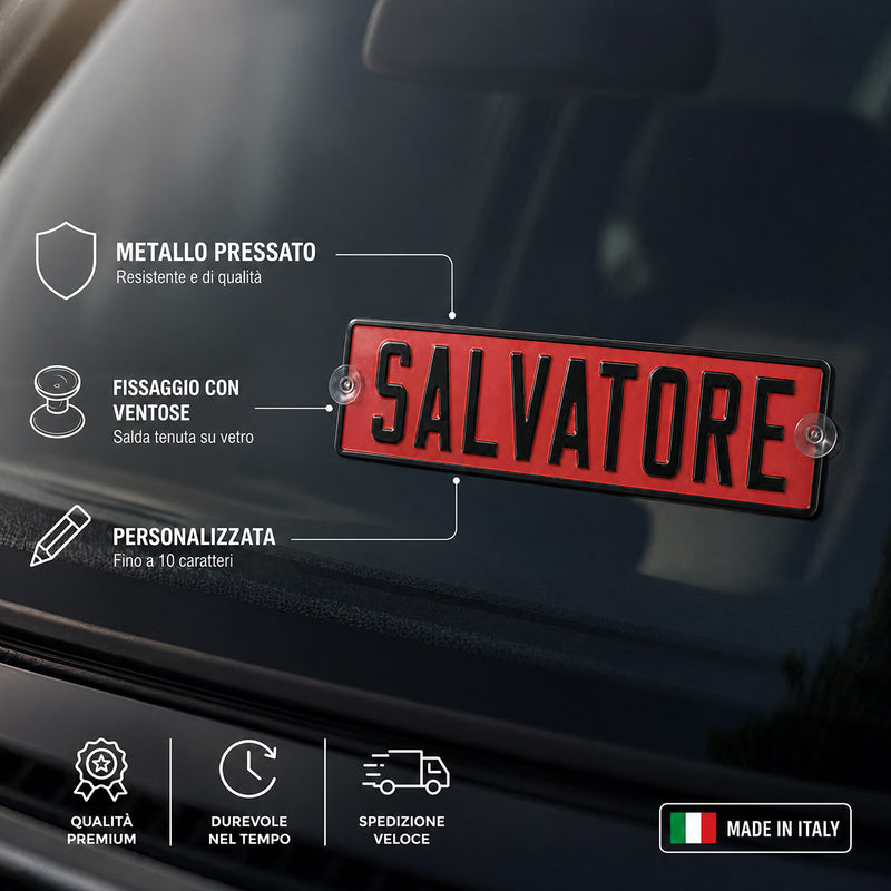 Carica immagine in Galleria Viewer, Targa camion personalizzata pressata rossa con caratteri neri e ventose