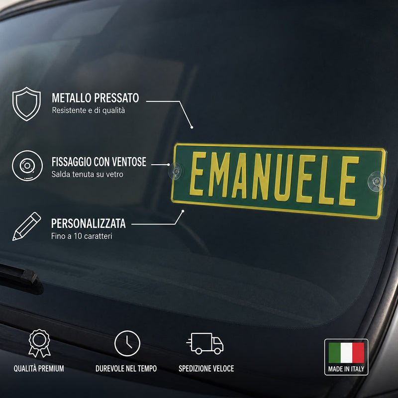 Carica immagine in Galleria Viewer, Targa camion personalizzata pressata verde con caratteri gialli e ventose