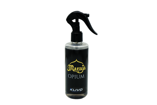 Deodorante spray Marajà Opium – flacone con erogatore a trigger e liquido trasparente, vista frontale