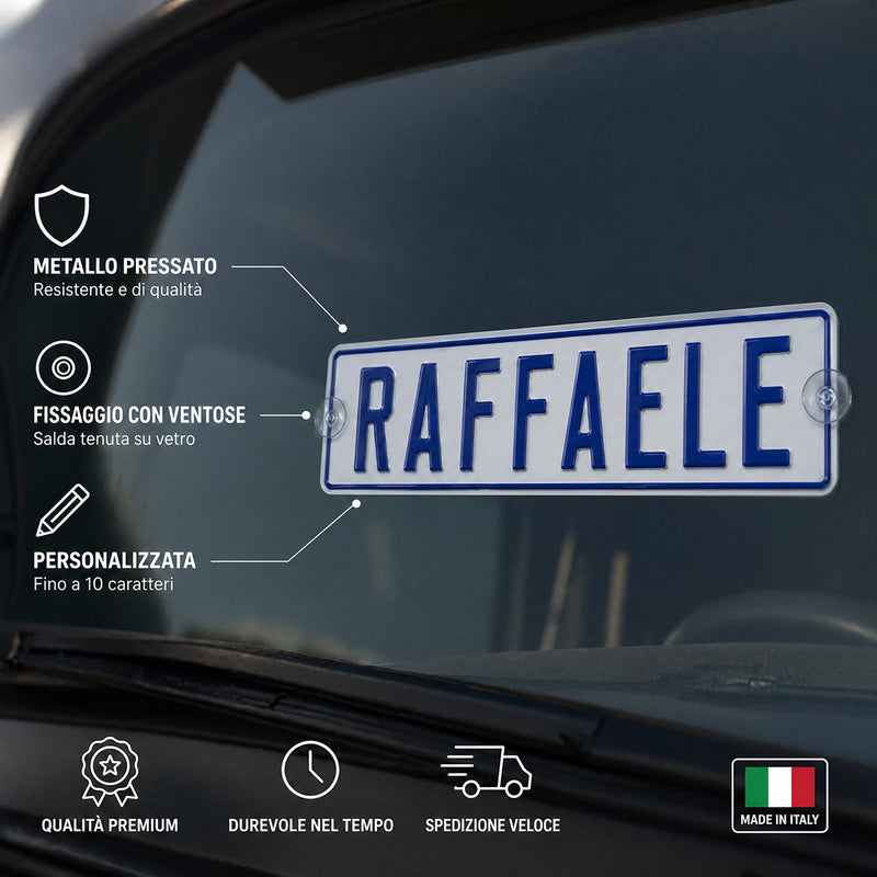 Carica immagine in Galleria Viewer, Targa camion personalizzata pressata bianca con caratteri blu e ventose
