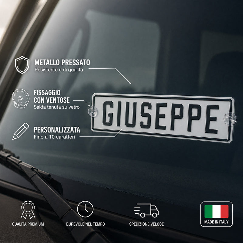 Carica immagine in Galleria Viewer, Targa camion personalizzata pressata bianca con caratteri neri e ventose
