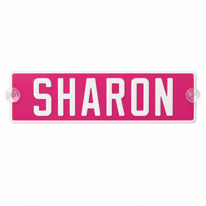 Carica immagine in Galleria Viewer, Targa camion personalizzata pressata rosa con caratteri bianchi e ventose
